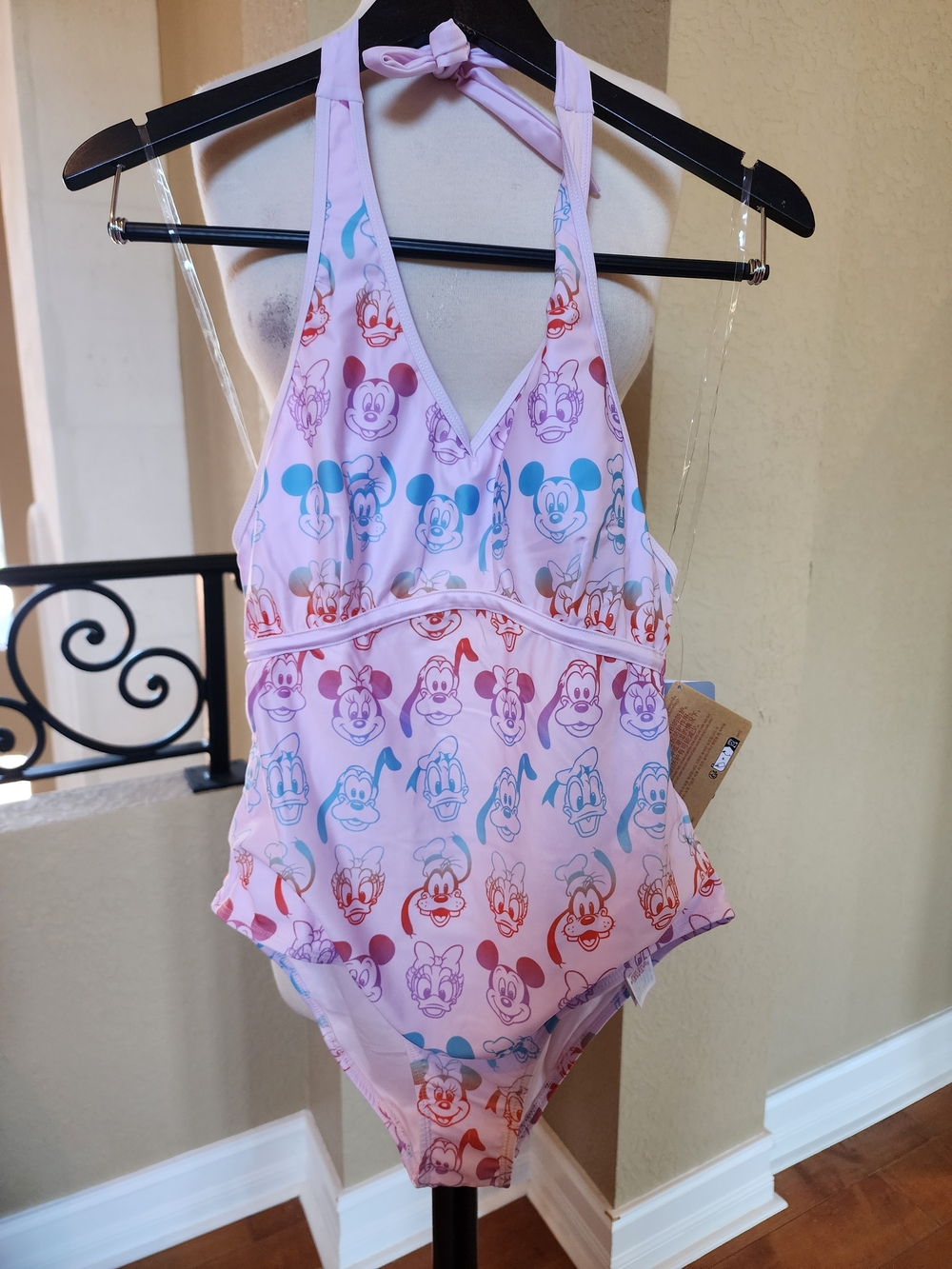 Disney Pink Swimsuit with Blue Character Print